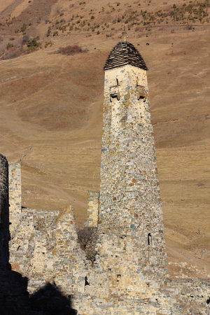 Ancient Towers of Ingushetia. Antic architecture and ruins of Northern Caucasus, Russian Federation