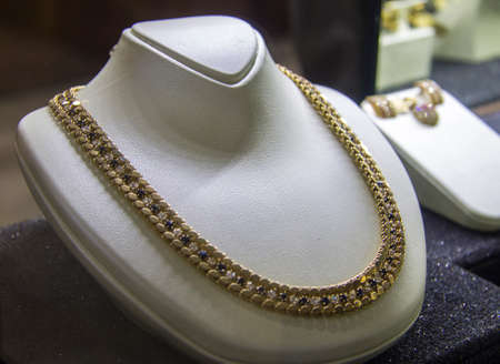 Necklaces on the shelf of jewerely store Turkey 27 september 2019のeditorial素材