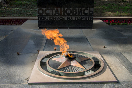 Memorial Eternal Flame for fallen soldiers of World War Second in Pyatigorsk, Russian Federation 17 may 2020のeditorial素材