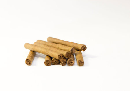 Natural cigarillo close up isolated on the white background
