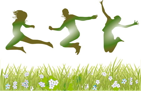  to spring at grassland のイラスト素材