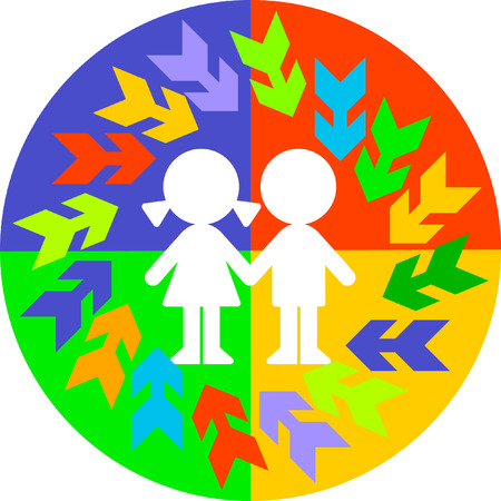 Children in the centerのイラスト素材
