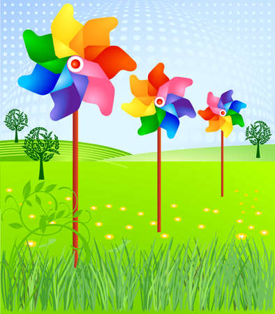 3 windmills のイラスト素材