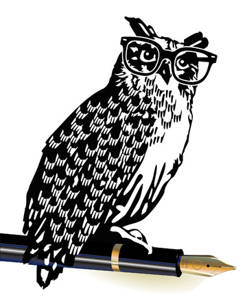 owl, classical writerのイラスト素材