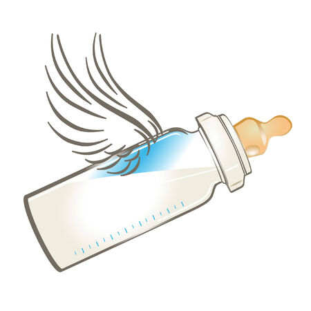 flying baby bottleのイラスト素材
