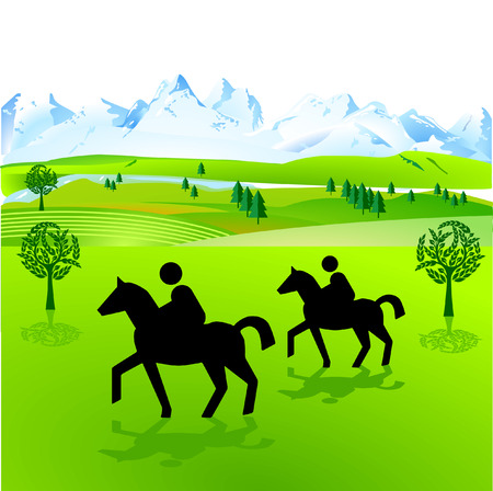 on horsebackのイラスト素材