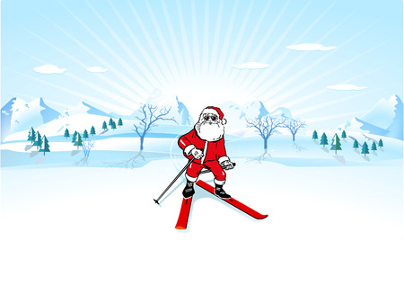 Santa Claus with skiのイラスト素材