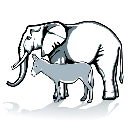 elephant and donkey, republican and democratのイラスト素材