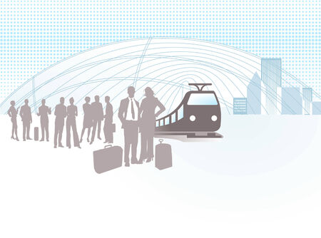 on the railroad stationのイラスト素材