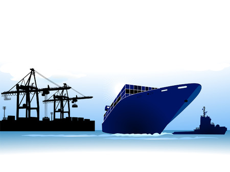 container ship to call at a portのイラスト素材