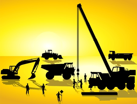 construction site at sunriseのイラスト素材