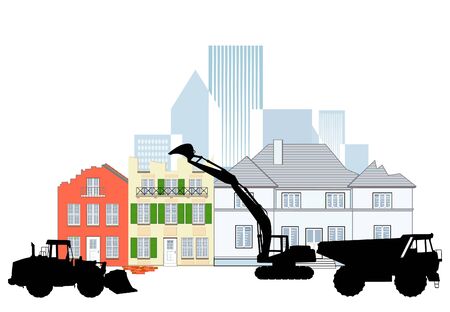 demolition buildingのイラスト素材