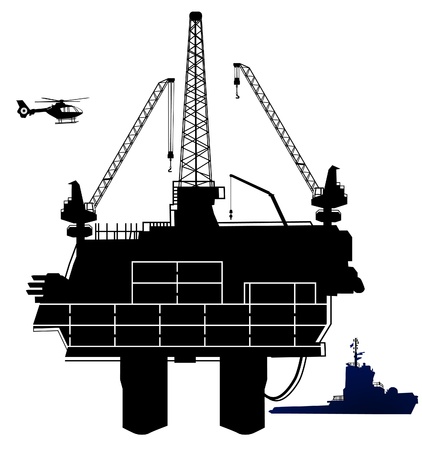 oil drilling rig, in offshore areaのイラスト素材