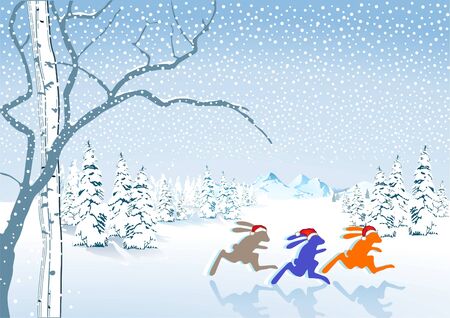 Christmas bunnyのイラスト素材