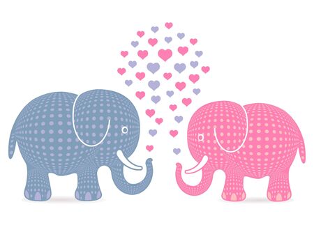 Elephants love coupleのイラスト素材
