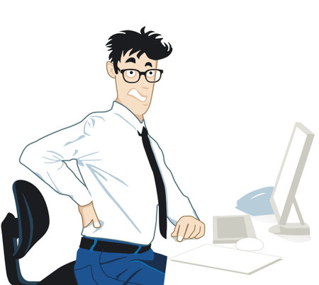 Back pain in the officeのイラスト素材