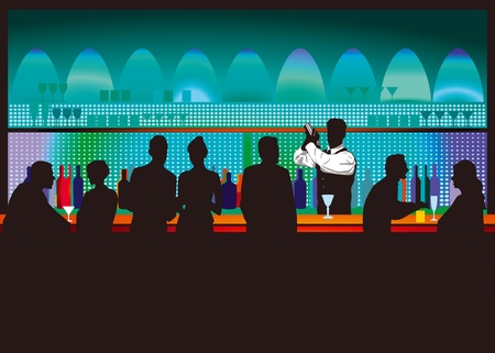 Bar and bartenderのイラスト素材