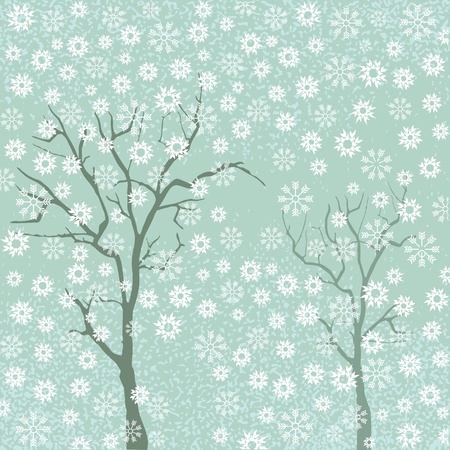 Trees with snowflakesのイラスト素材