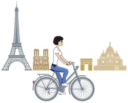 Cycling in Parisのイラスト素材