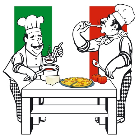 Two Italian cooksのイラスト素材