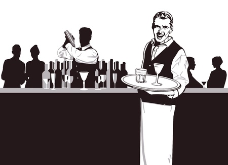Waiters and Bartenderのイラスト素材
