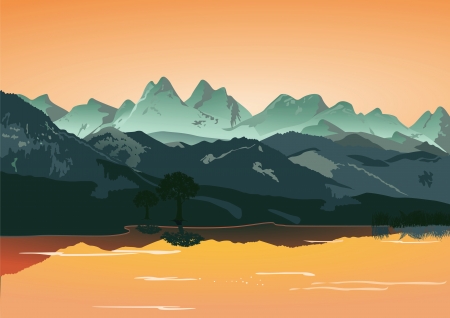 Mountains with lake のイラスト素材