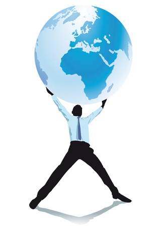 Man braces the earth in the heightのイラスト素材