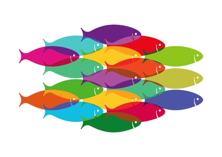 Colourful Fish Shoalのイラスト素材