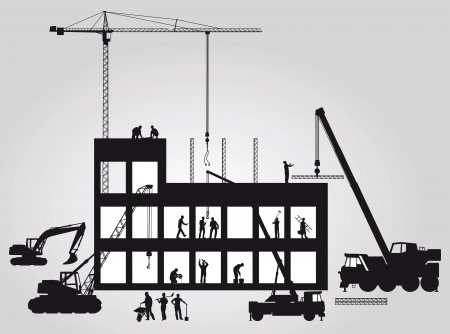 Construction site with craneのイラスト素材