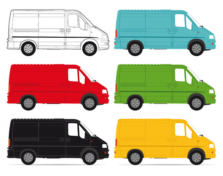 Delivery Vans on white backgroundのイラスト素材