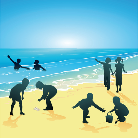 Children on the seaside のイラスト素材