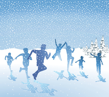 Children in the snowのイラスト素材