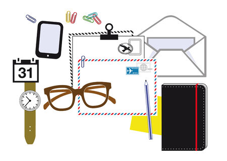 Desk with utensilsのイラスト素材