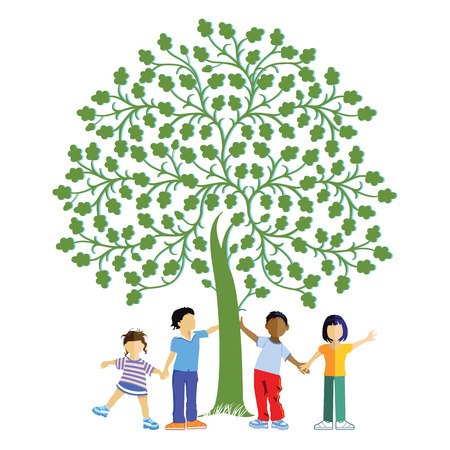 Children together under a treeのイラスト素材