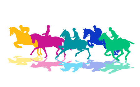 Horsemen riding with horsesのイラスト素材
