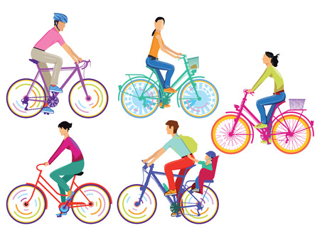 A group of cyclists Isolated on whiteのイラスト素材