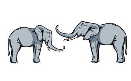 Friendly elephants in trust, illustrationのイラスト素材