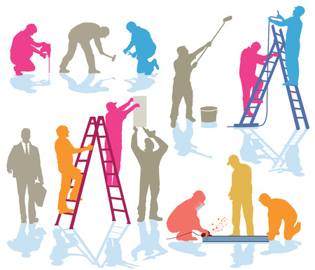 Craftsman working at the construction siteのイラスト素材