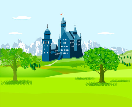 A Castle in the countryside illustration.のイラスト素材