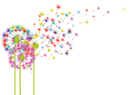 Dandelions in the wind illustrationのイラスト素材