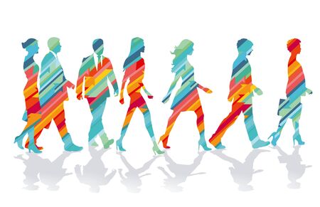 colorful group of people together, illustrationのイラスト素材