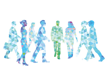 Group of people go for a walk, illustrationのイラスト素材