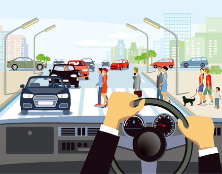 Driving in the cityのイラスト素材