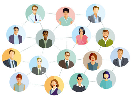 Cooperation and Partnership, International Connection.のイラスト素材