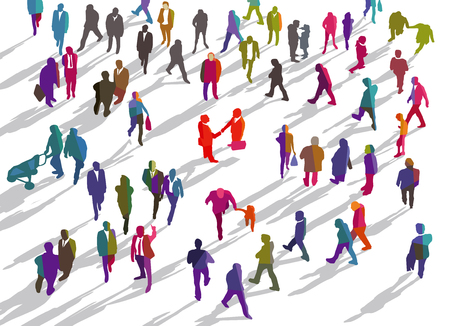 Large group of people on a place in the cityのイラスト素材