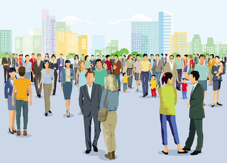 Manifold crowd, pedestrians on footのイラスト素材
