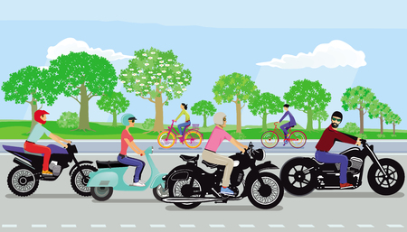 Motorcycles, scooters in the groupのイラスト素材