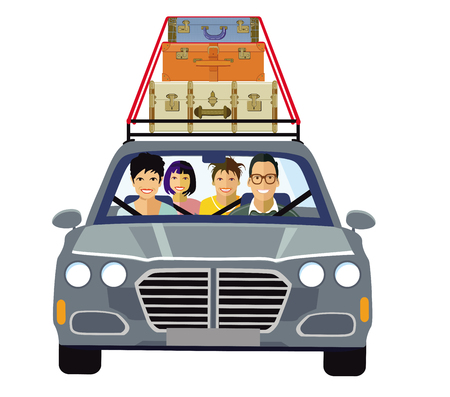 Family vacation with children in the carのイラスト素材