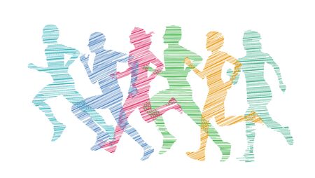 Running people doing sportsのイラスト素材