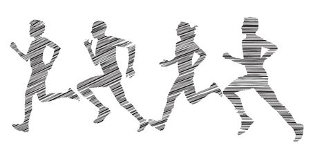 Running people doing sportsのイラスト素材